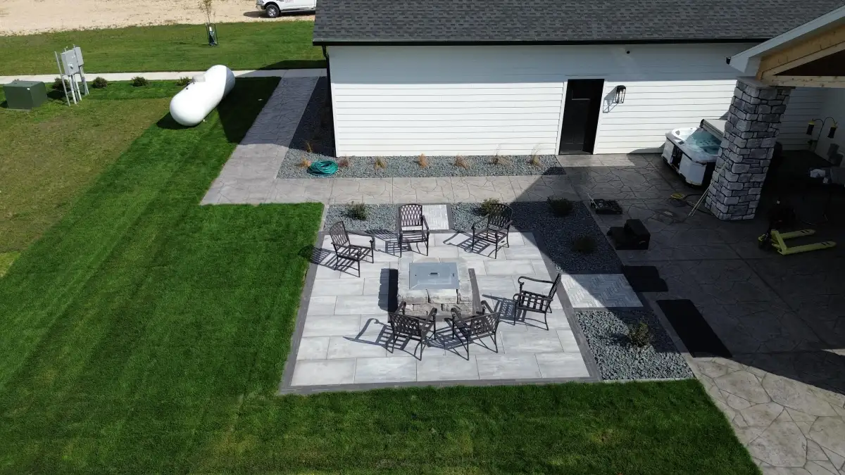 Aerial view of large property landscape project in Iowa