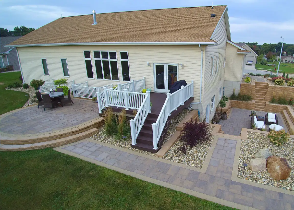 Hardscape project with retaining wall and paver walkway in Waterloo