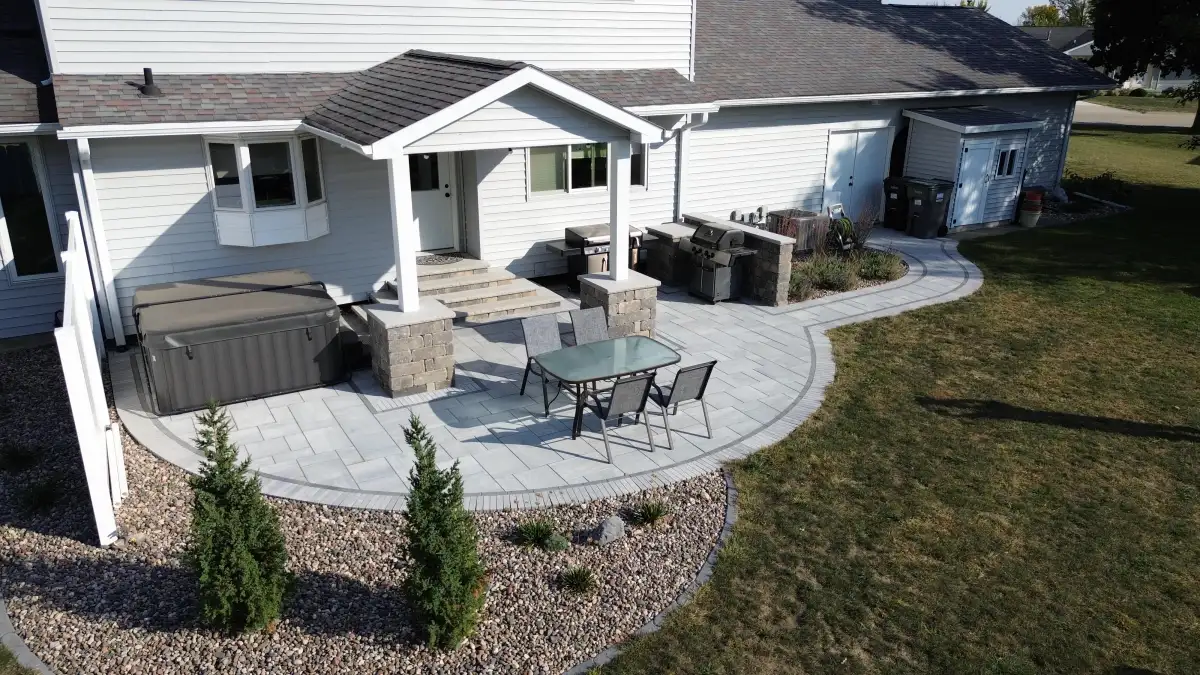 Completed hardscaping project with paver walkway in the Waverly area