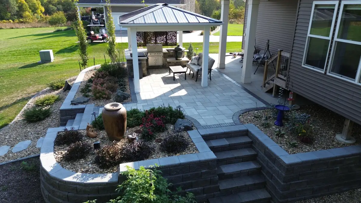 Professional hardscaping services including paver patios and driveways in Waterloo, Iowa