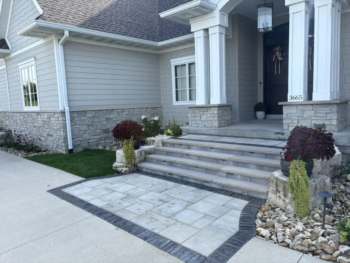 Colorful perennial garden bed installation