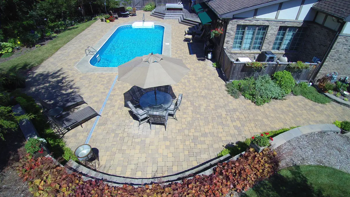 Outdoor living space with fire feature near University of Northern Iowa campus area