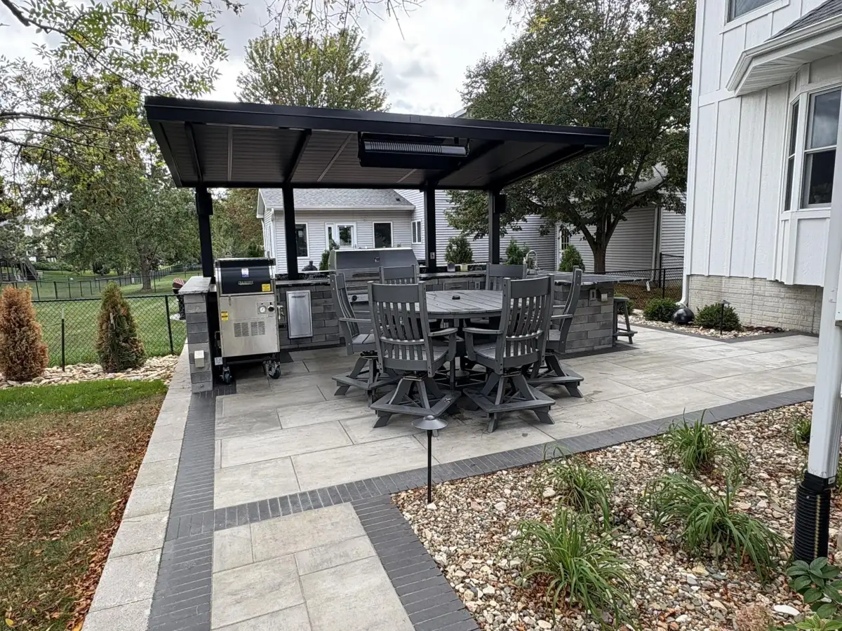 Outdoor kitchen installation in progress