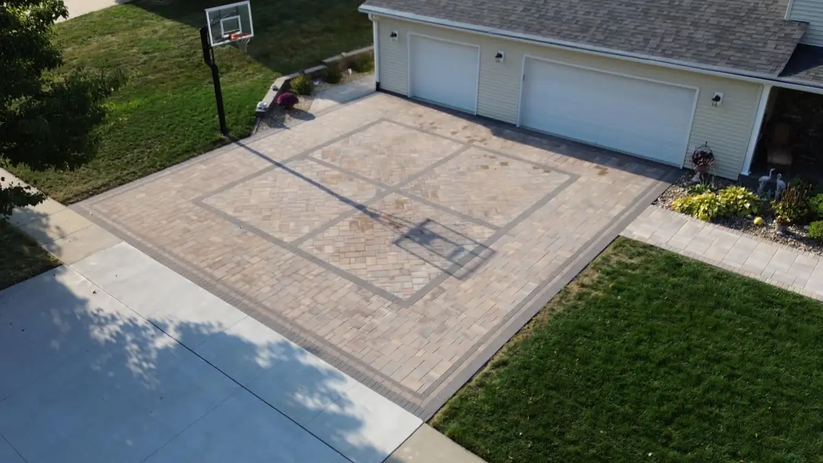 Custom paver driveway installation by Matthias Landscaping in Waterloo